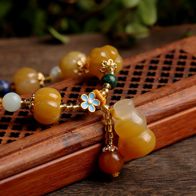 Pumpkin • Golden Silk Jade Agate Bracelet