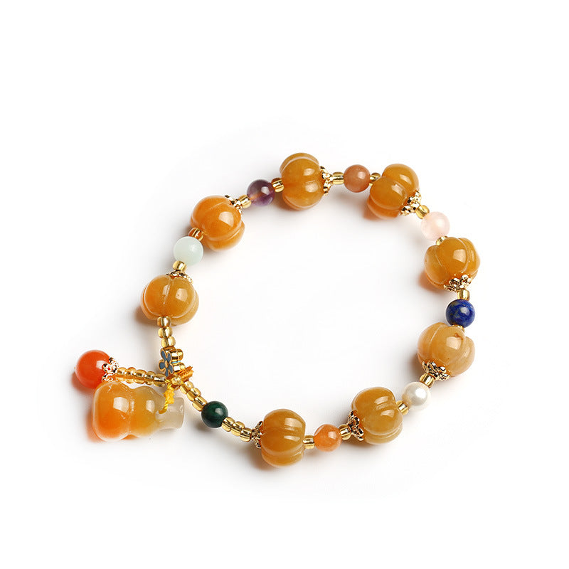 Pumpkin • Golden Silk Jade Agate Bracelet