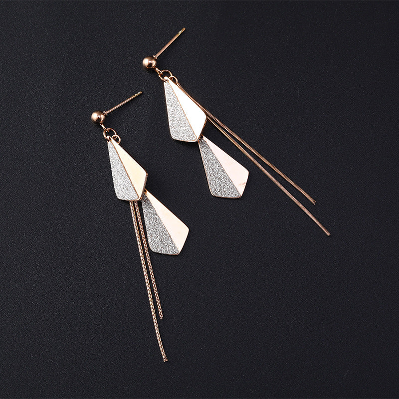 Geometric Frosted Tassel Earring