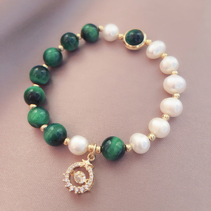 Charm • Tiger Eye stone & Pearl Bracelet