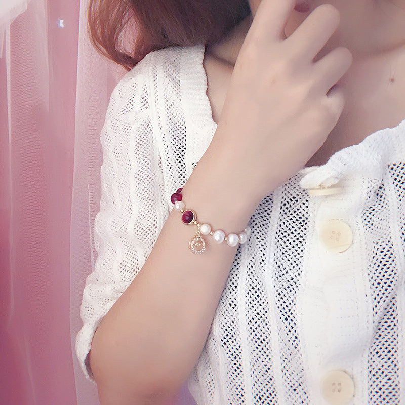 Charm • Tiger Eye stone & Pearl Bracelet