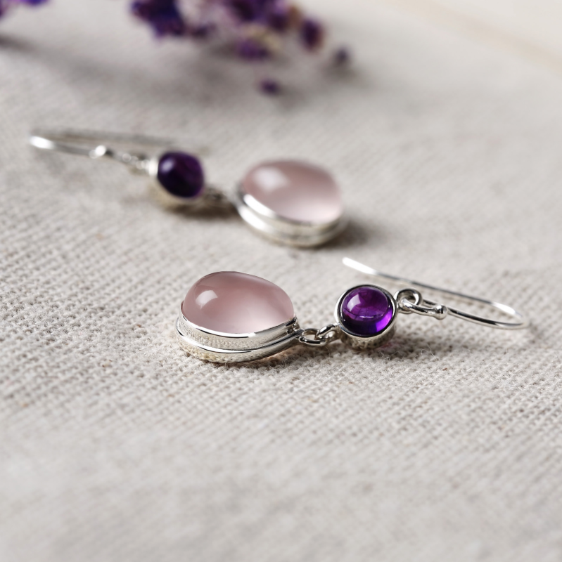 Pink Crystal Hibiscus Earrings