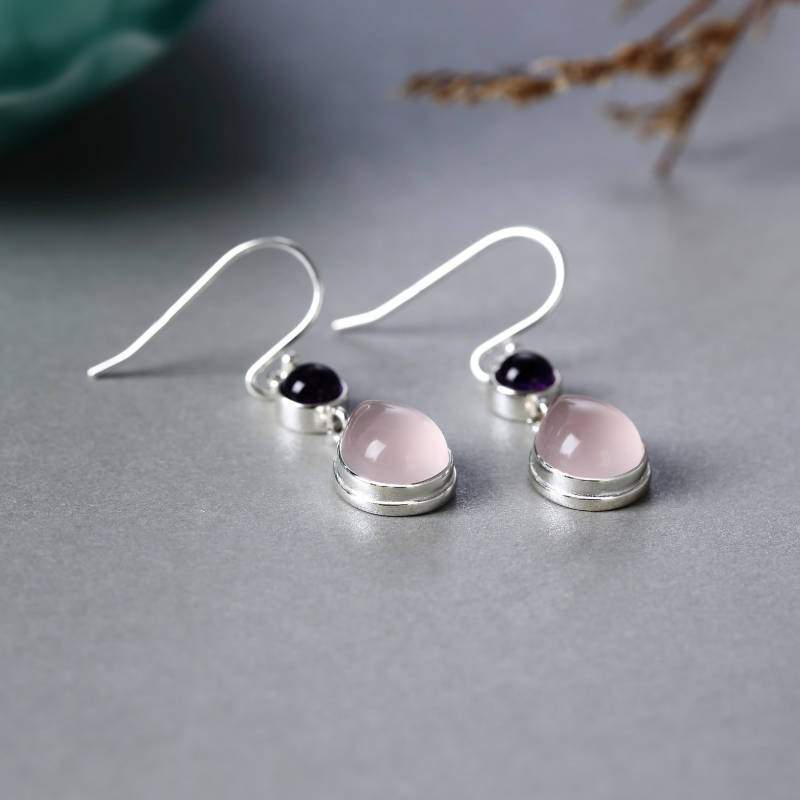 Pink Crystal Hibiscus Earrings