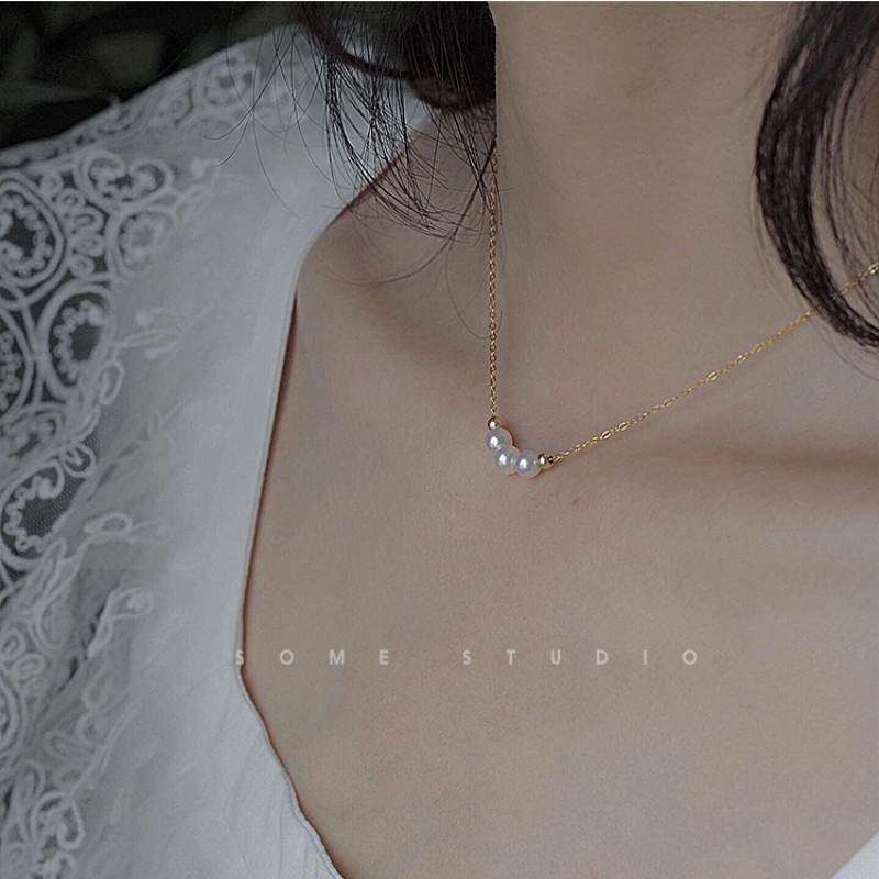 Transfer beads & pearl necklace