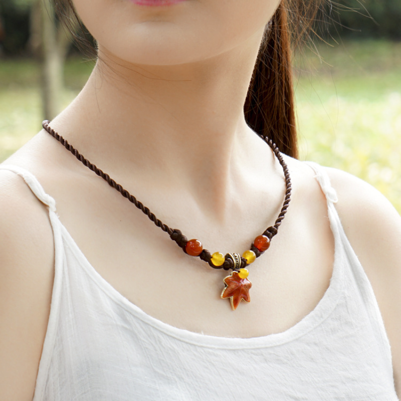 Maple Leaf • Agate Woven Necklace