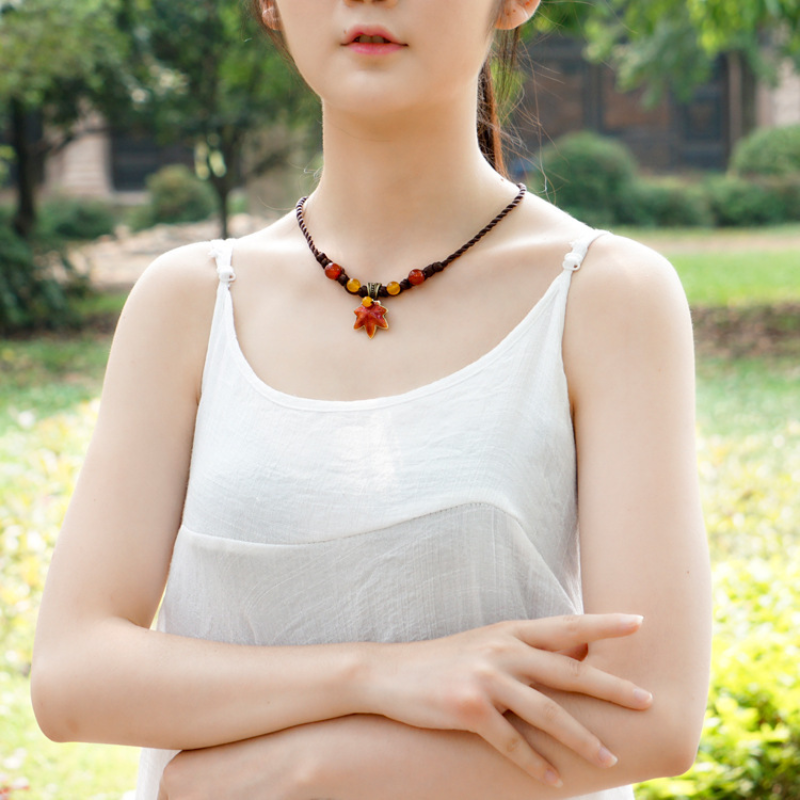 Maple Leaf • Agate Woven Necklace