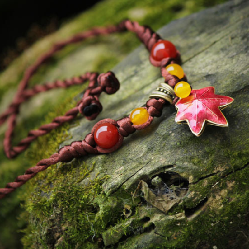 Maple Leaf • Agate Woven Necklace