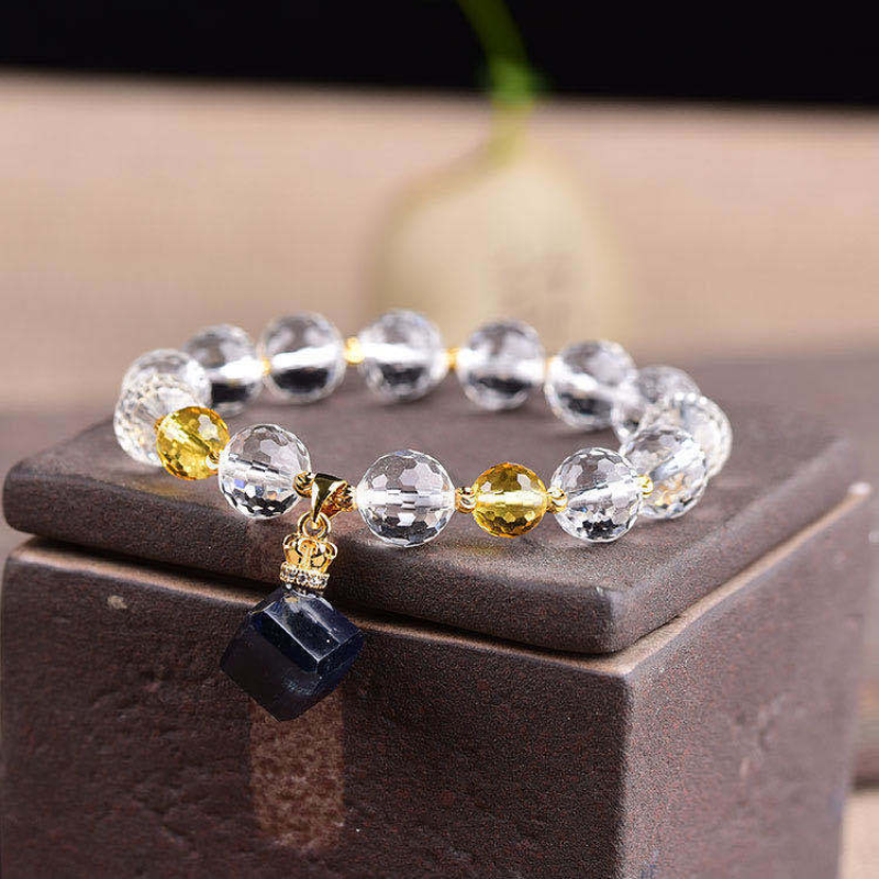 Natural White Crystal & Fluorite Bracelet