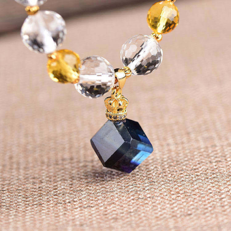 Natural White Crystal & Fluorite Bracelet