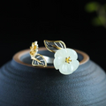 White Jade Plum Blossom Ring