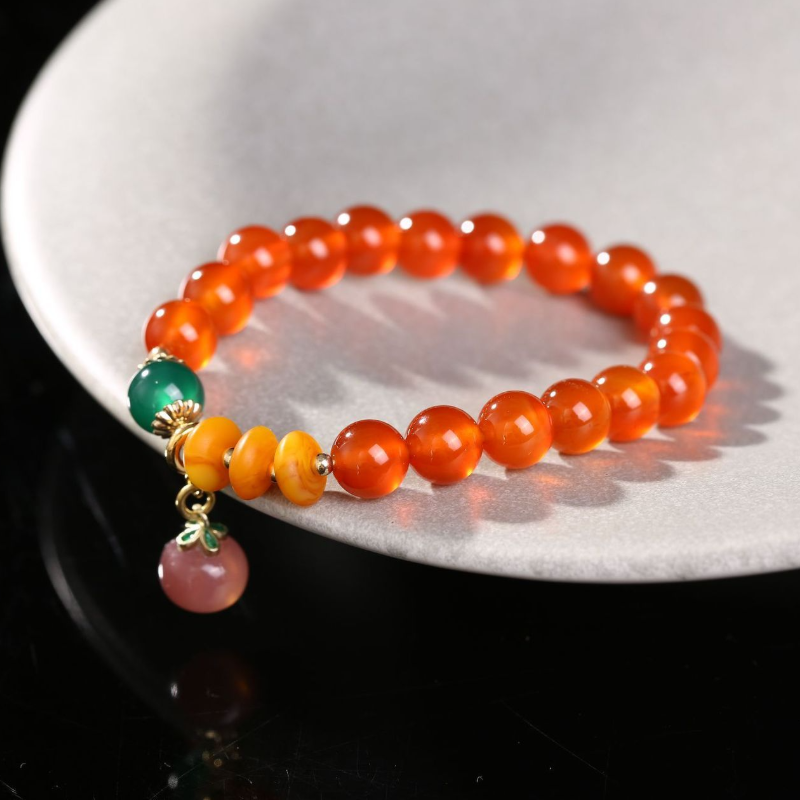 Juicy Peach • Red Agate Bracelet