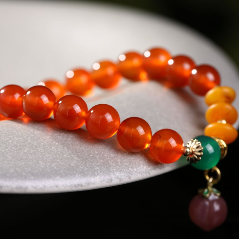 Juicy Peach • Red Agate Bracelet