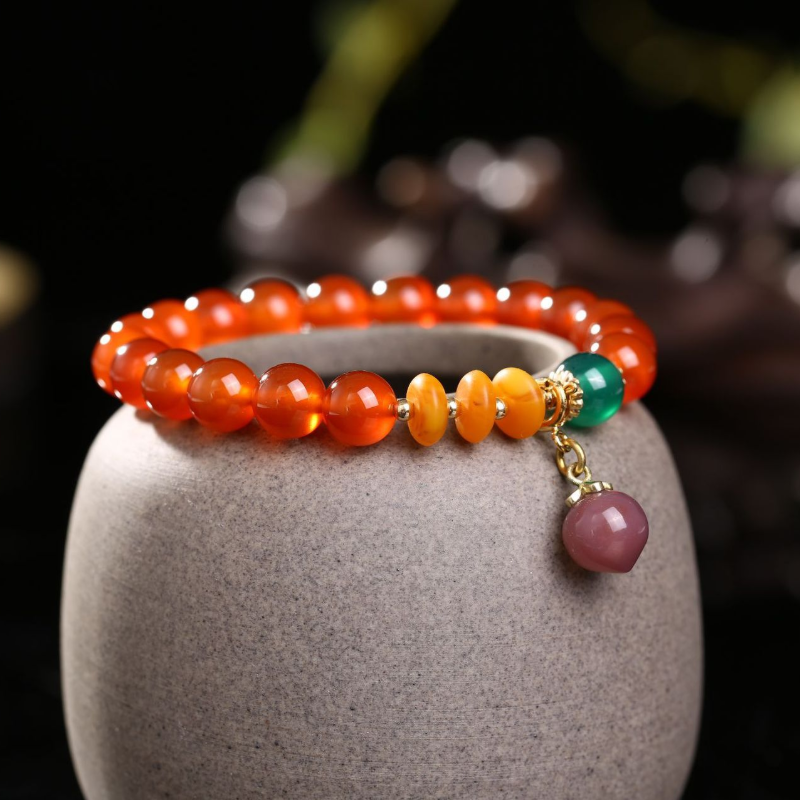 Juicy Peach • Red Agate Bracelet