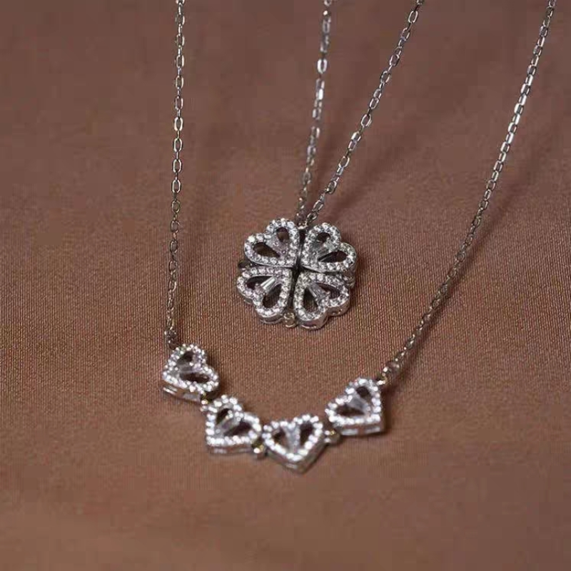 Multi-element four-leaf clover Necklace