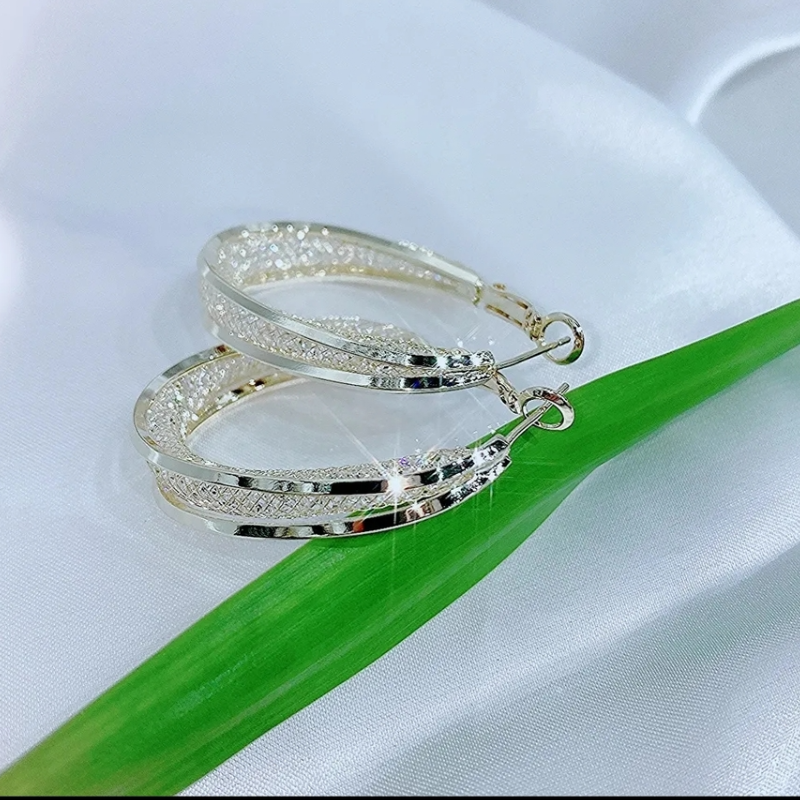 French mesh oval earrings