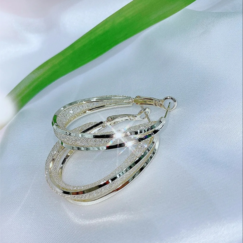 French mesh oval earrings