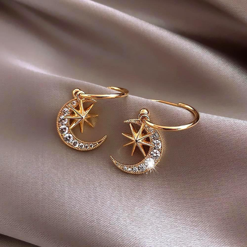 Crescent Moon Hoop Earrings