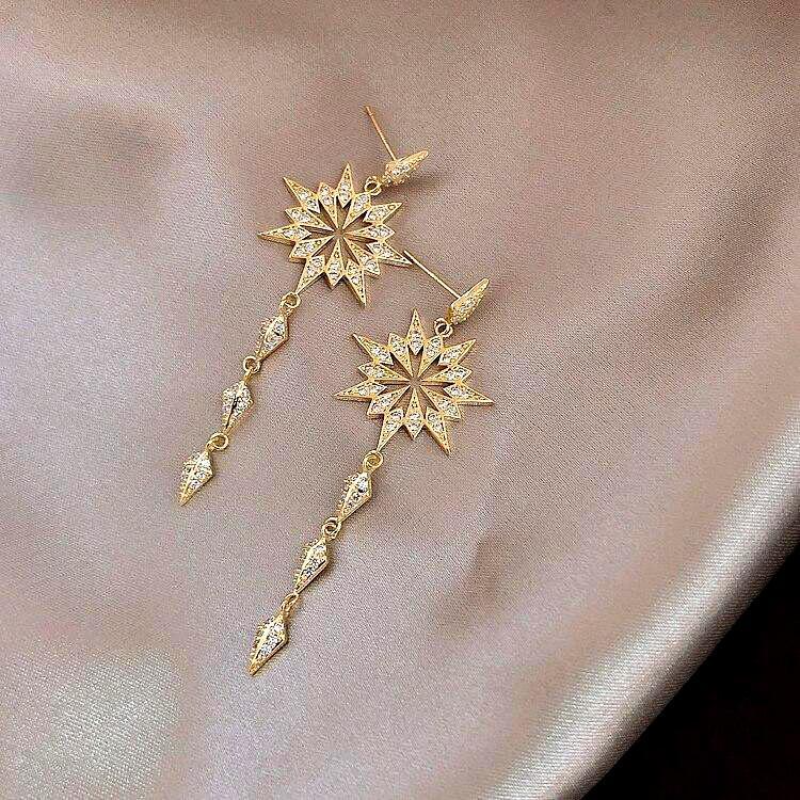 Crystal Star Tassel Earrings