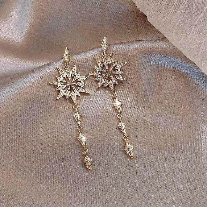 Crystal Star Tassel Earrings