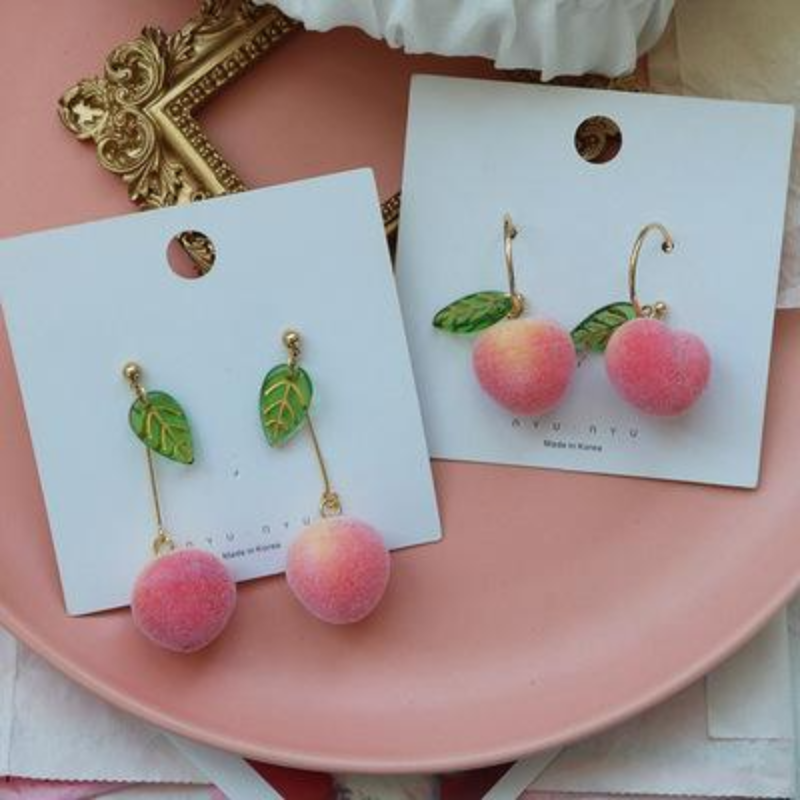 Fuzzy Peach Statement Earrings