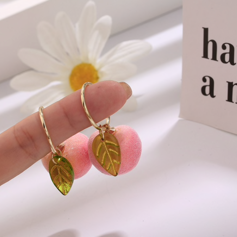 Fuzzy Peach Statement Earrings