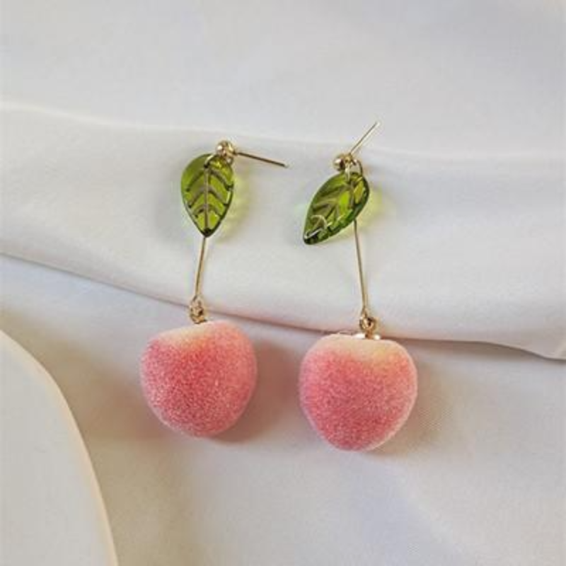 Fuzzy Peach Statement Earrings