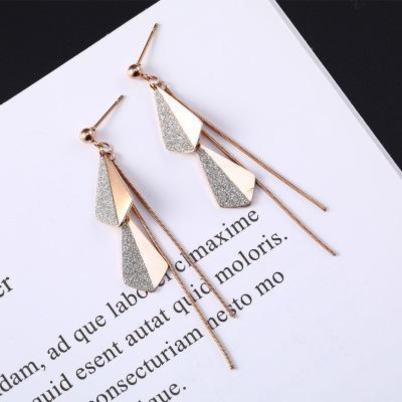 Geometric Frosted Tassel Earring