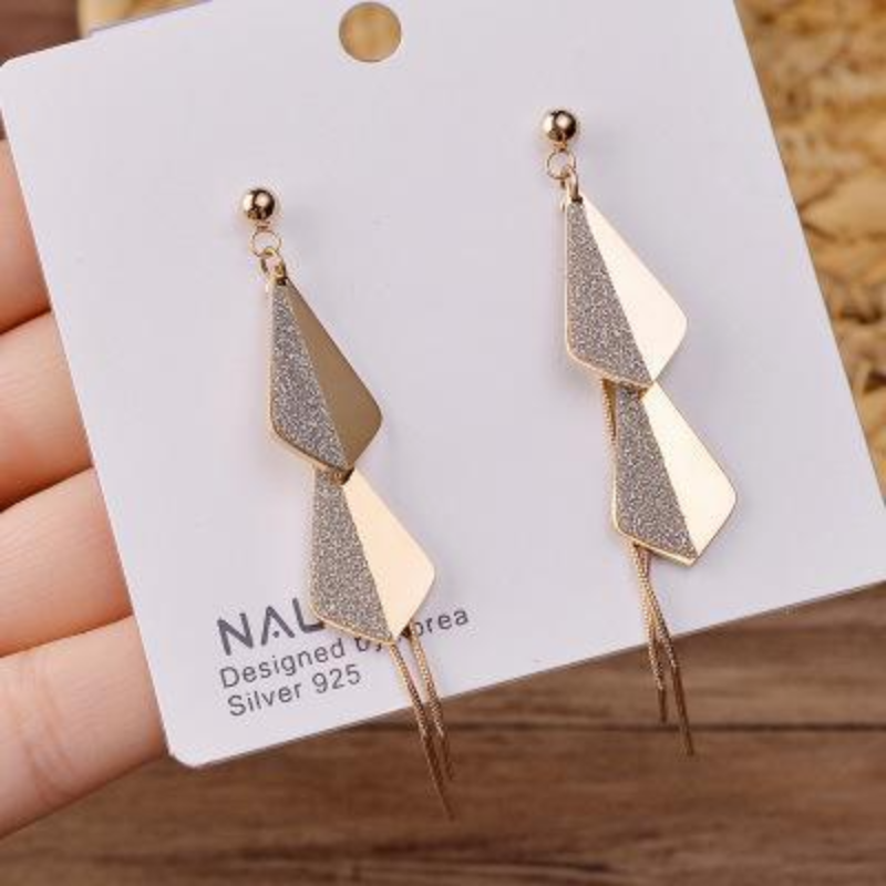 Geometric Frosted Tassel Earring