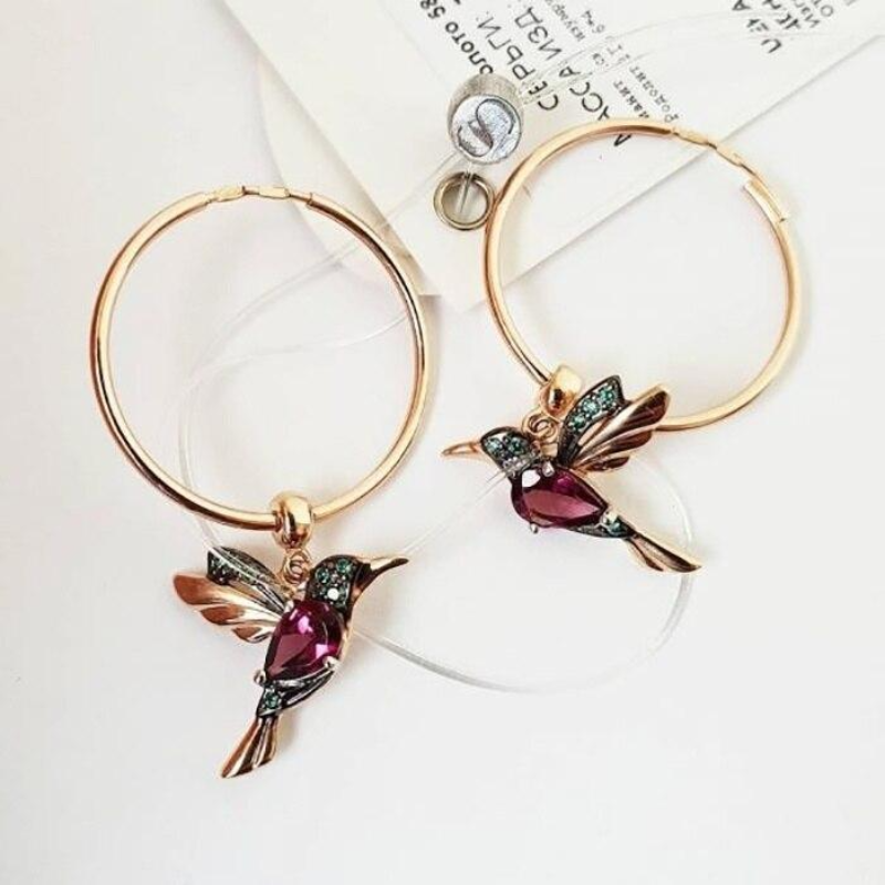 Hummingbird Hoop Earrings