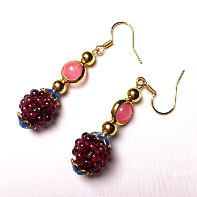 Natural Garnet Stone Blackberry Earrings