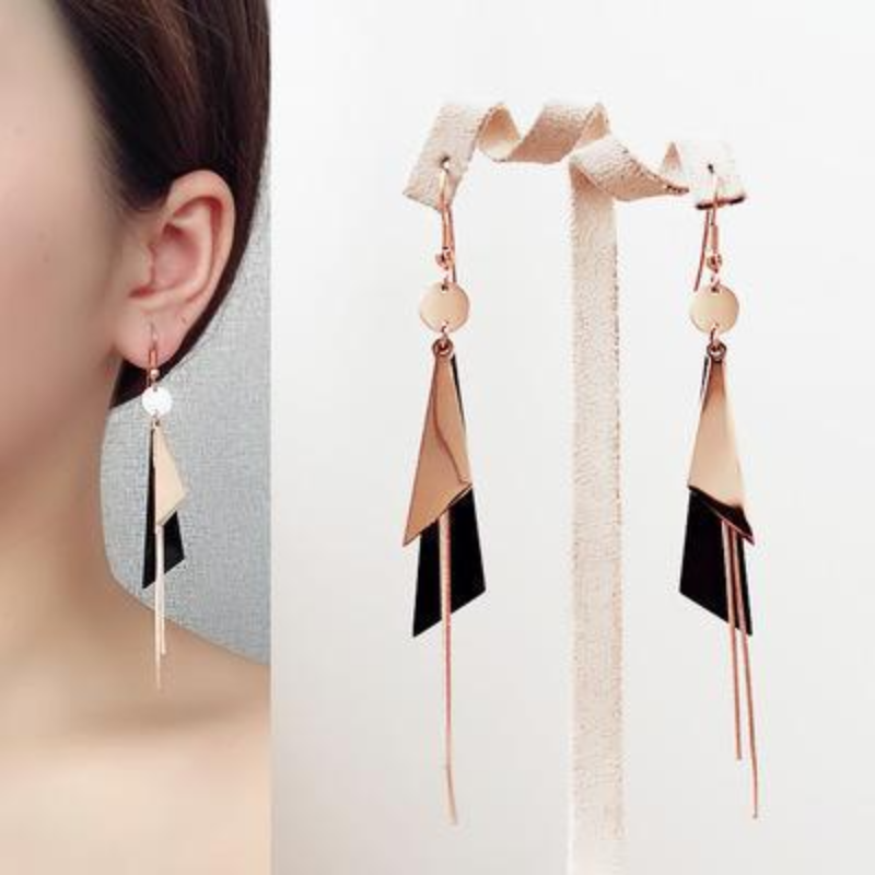 Triangle geometric tassel earring