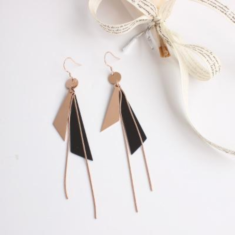 Triangle geometric tassel earring