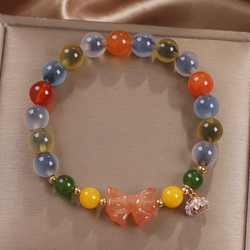 Natural loose heart agate bracelet