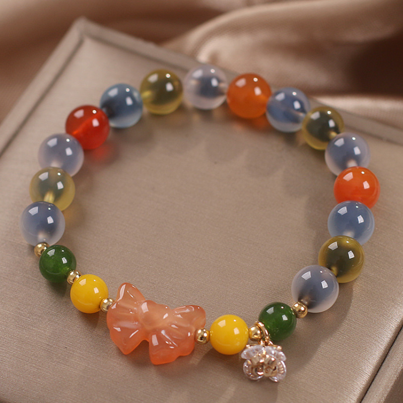 Natural loose heart agate bracelet