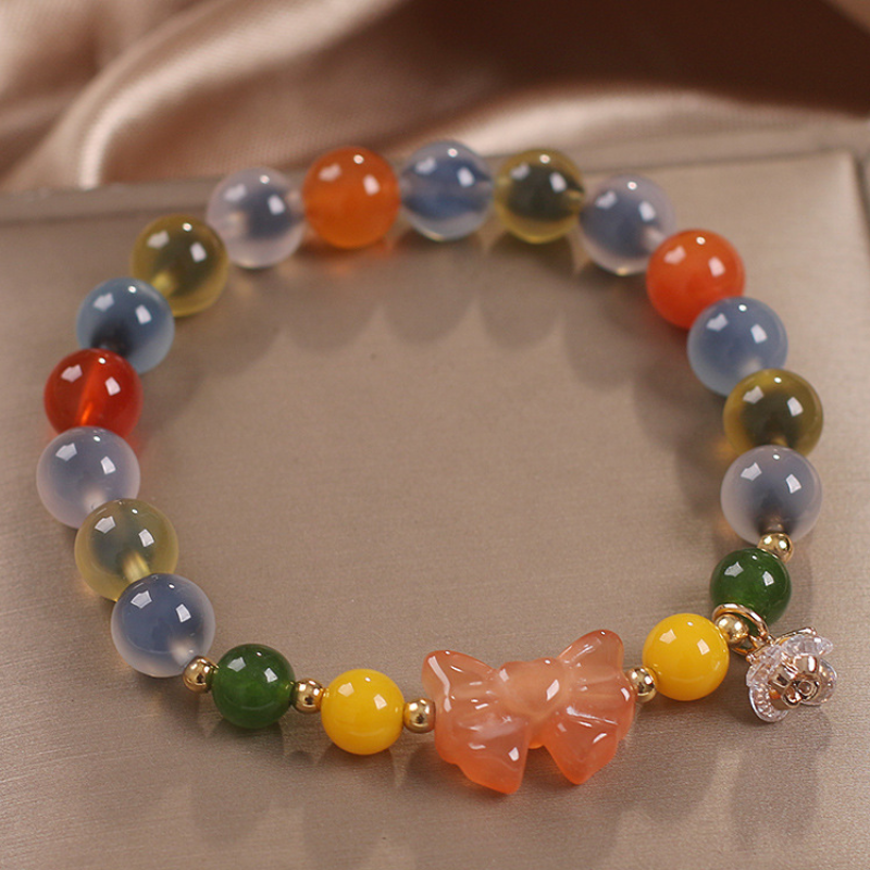 Natural loose heart agate bracelet