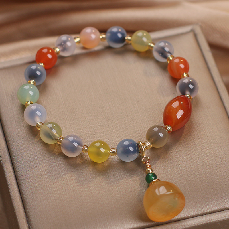 Lotus flower • loose heart agate bracelet