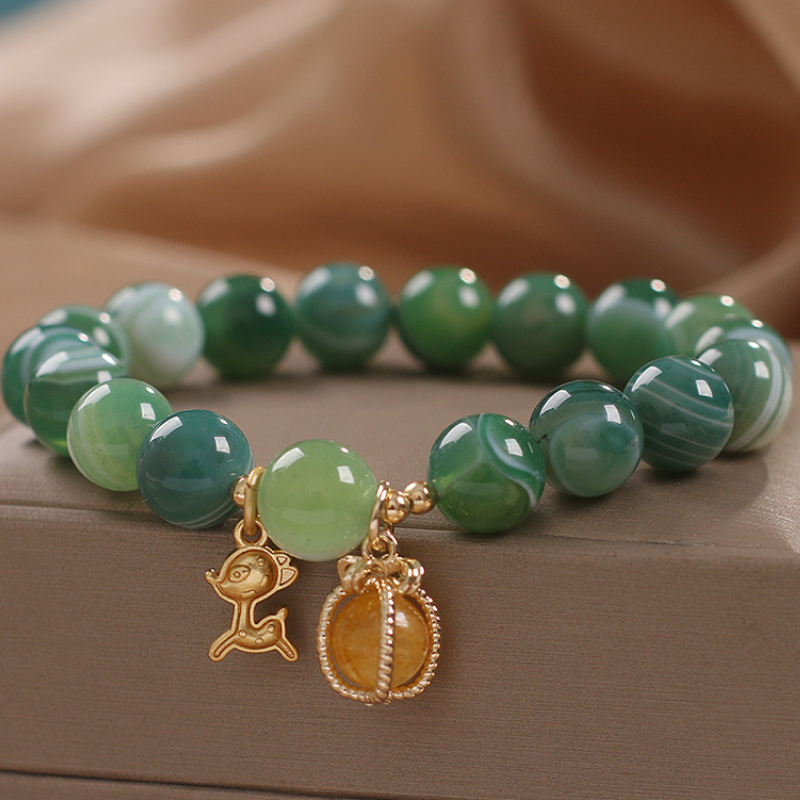 Fawn • Natural green agate bracelet