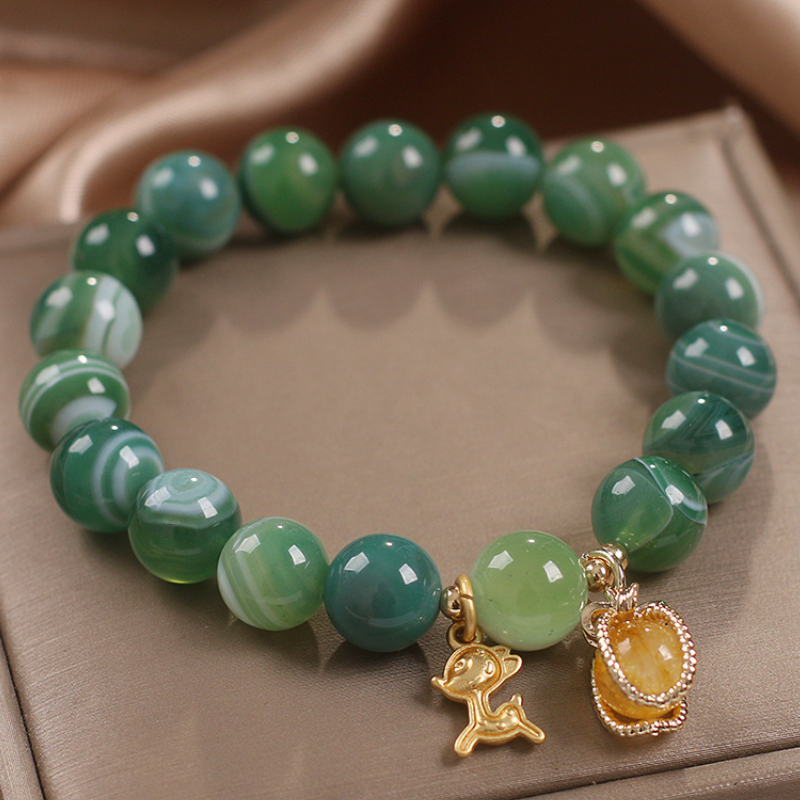 Fawn • Natural green agate bracelet