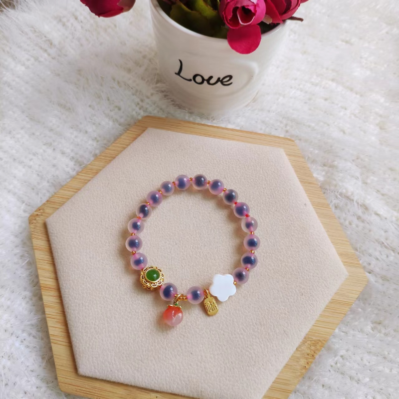 Peach • Sugar Heart Agate Bracelet