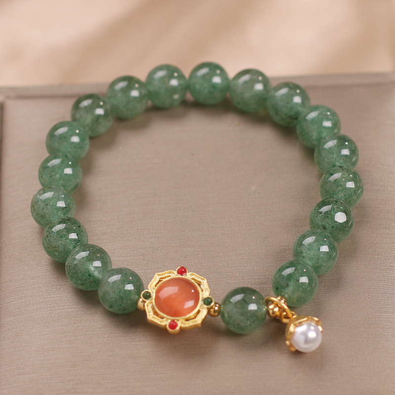 Good Luck • Strawberry Crystal & Sunstone Bracelet