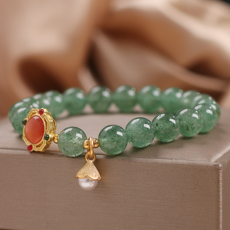 Good Luck • Strawberry Crystal & Sunstone Bracelet