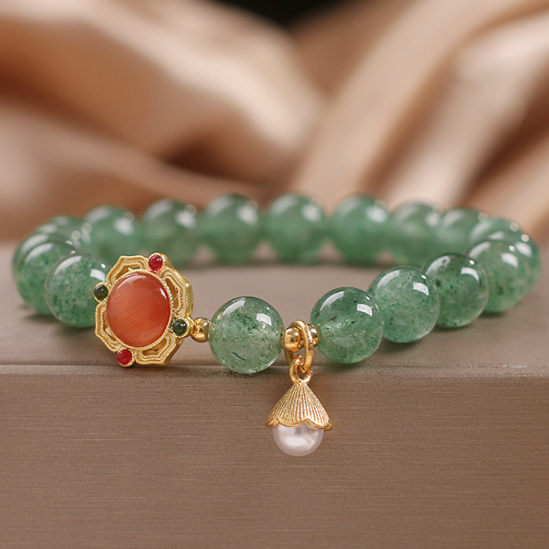 Good Luck • Strawberry Crystal & Sunstone Bracelet