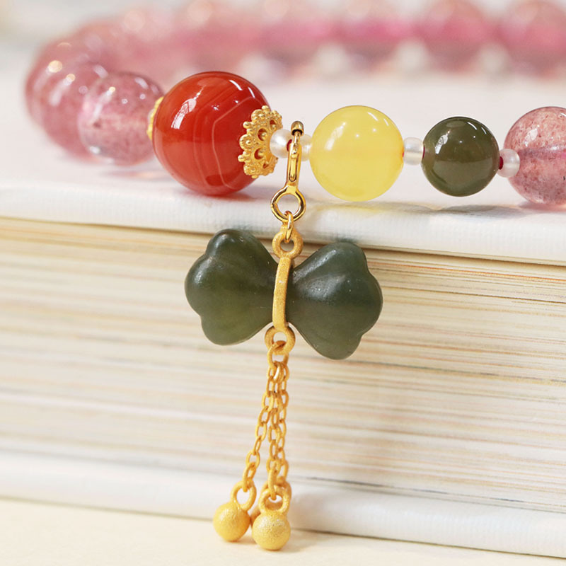 Bow • Strawberry Crystal Agate Bracelet