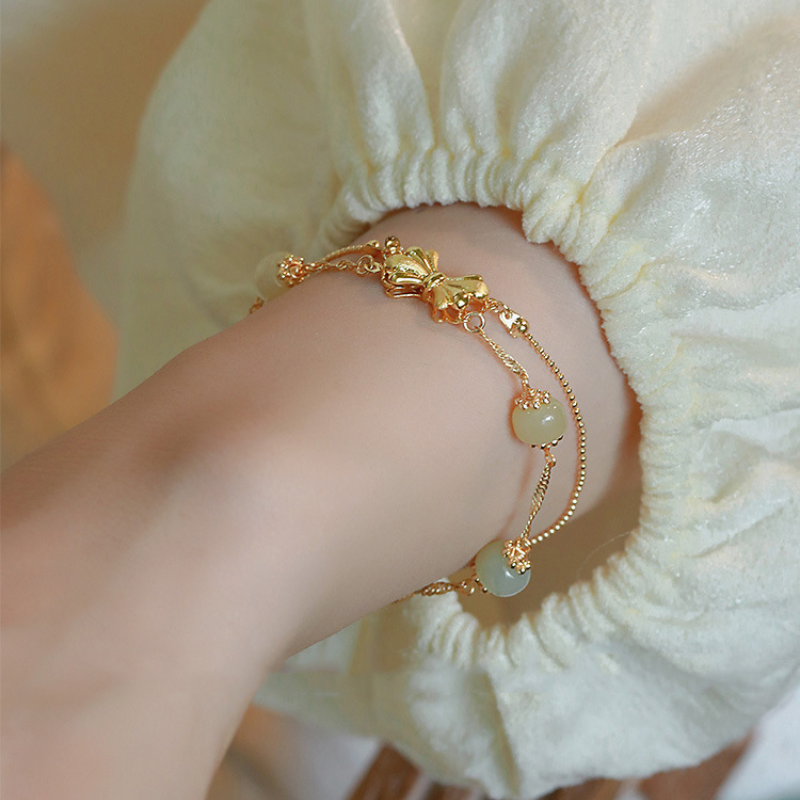 Charm • Duet Emerald Jade stone bracelet