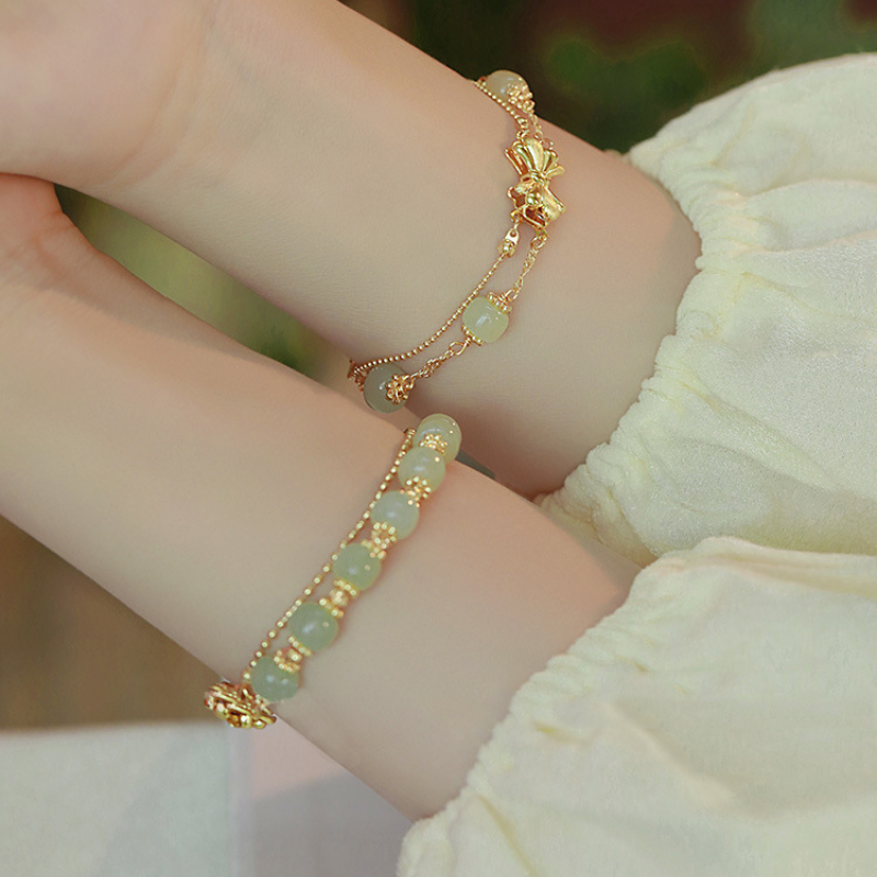 Charm • Duet Emerald Jade stone bracelet
