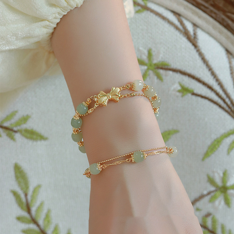 Charm • Duet Emerald Jade stone bracelet