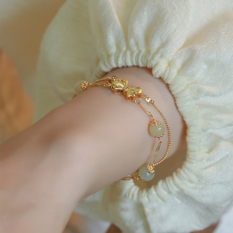 Charm • Duet Emerald Jade stone bracelet