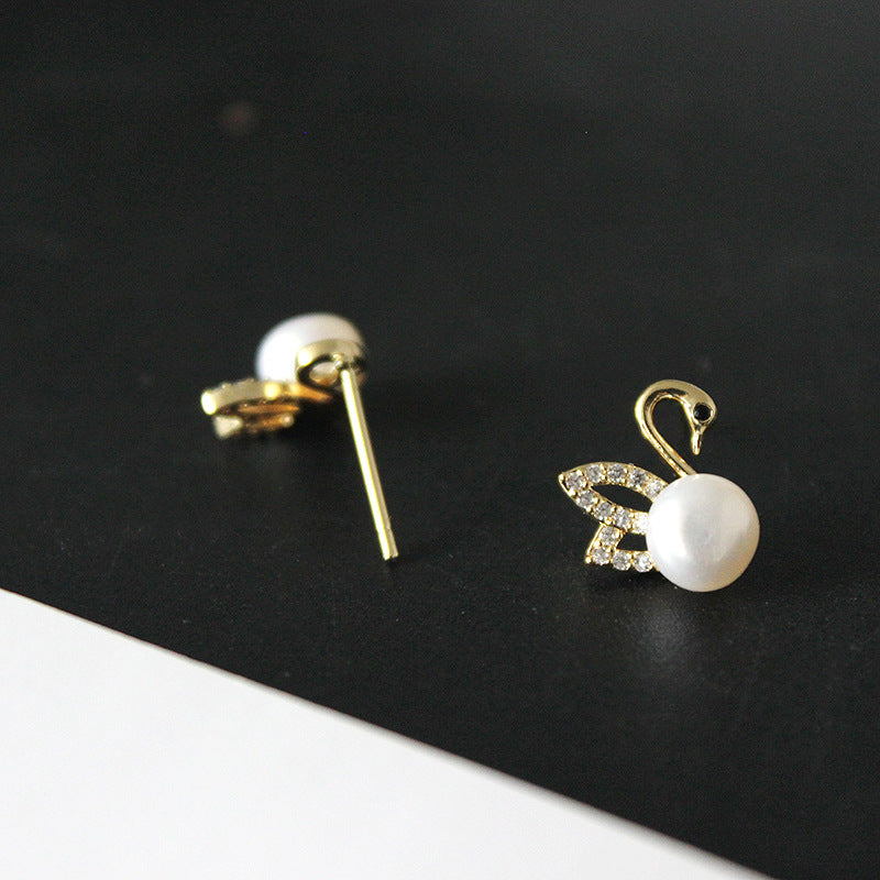 Little Swan • Pearl Zircon Earrings