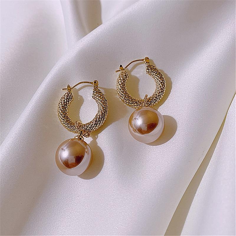 Gold & Pearl Drop Hoop Earrings