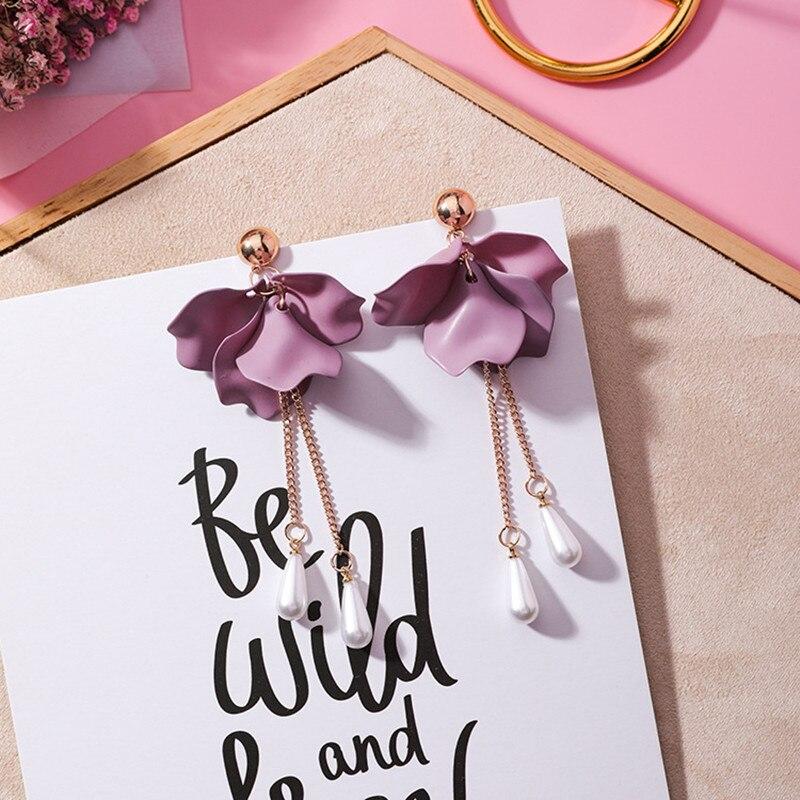 Pink Flower Petal Earrings